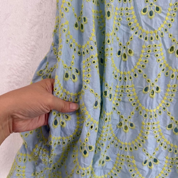 Devotion Twins Amorgos Women's Blue & Yellow Eyelet Embroidered‎ Dress - Small - Picture 5 of 7